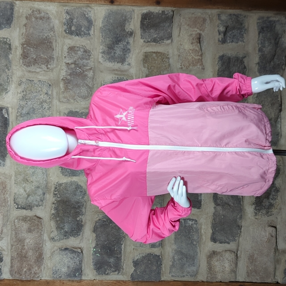 Jeffree Star Cosmetic two tone pink zip up windbreaker size small